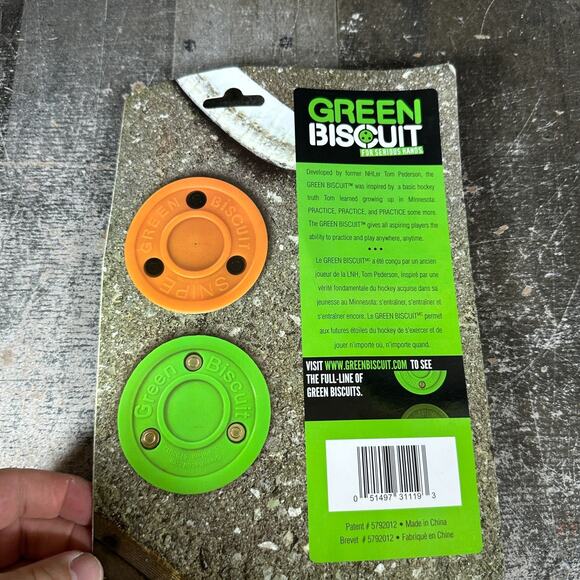 Green Biscuit Hockey Puck 2-Pack, Original, Off Ice Hockey Puck/Snipe, NEW - Picture 3 of 4